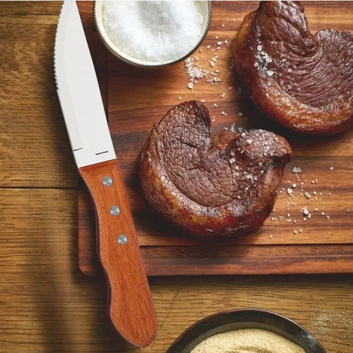 Facas para churrasco 6 peças jumbo wooden Fratelli cor marrom claro