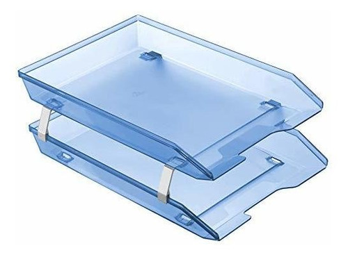 Organizador Escritorio 2 Niveles Transparente Azul