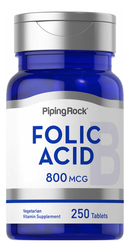 Acido Fólico 800 Mcg X 250 Tabletas Veg. - Piping Rock