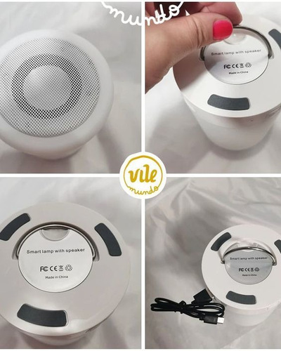 Imagem 7 de 8 de 1 Mini Caixa De Som Sem Fio Luminária Abajur Bluetooth