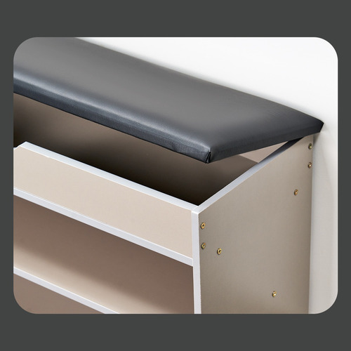 Zapatero Mueble Banco Con Cojín 80*30*43cm 2 Niveles Negro