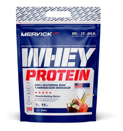 Whey Protein 3 Kg Mervick Proteina Concentrad C/ Aminoacidos Sabor Frutilla