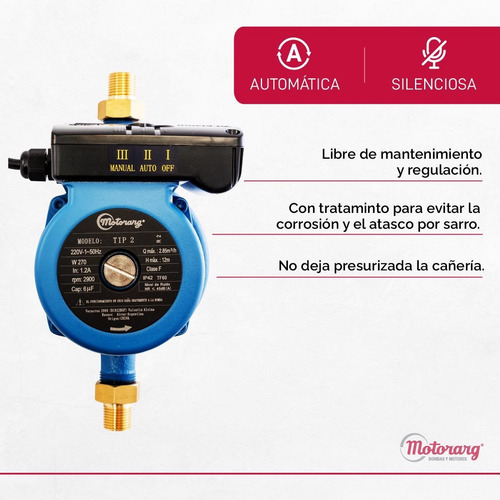 Imagen 3 de 12 de Bomba Presurizadora Motorarg Tip2 12mts 2 Baños Accesorios 2