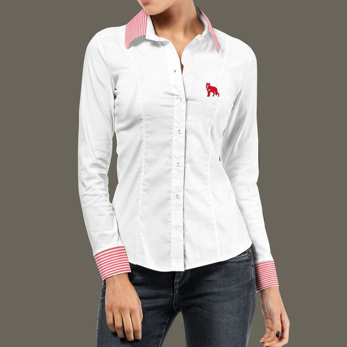 Camisete Feminina Lobo Branco Vip Branco E Red Stripes