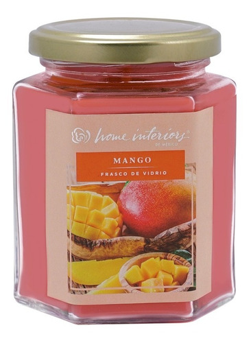 Vela Frasco De Vidrio Hexagonal Aroma Mango - Home Interiors