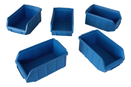 05pç Gaveta Plastica Bin Azul Empilhavel Num 3