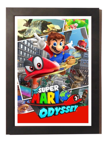 Quadro Poster C.moldura Fecho Super Mario Odyssey Nintendo