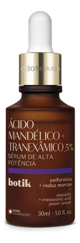 Sérum Alta Potência Ácido Mandélico + Tranexâmico Botik 30ml Momento de aplicação Dia/Noite Tipo de pele Todo tipo de pele