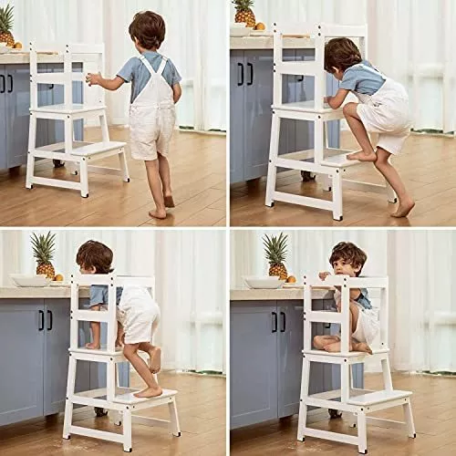 Taburete de cocina para niños pequeños, torre plegable para el aprendizaje  de los niños, taburete 4 en 1 para niños, taburete Montessori de cocina