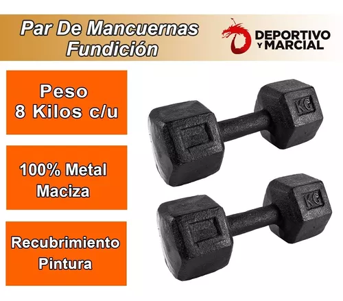Par De Mancuernas Fundicion 8 Kg Pesa 100% Metal Maciza