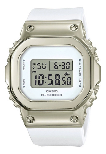 Reloj de pulsera Casio G-Shock CAGMS5600PG1CR de cuerpo color oro rosa, digital, para mujer, con correa de resina color blanco y hebilla simple