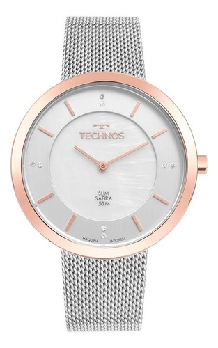 Relógio Technos Feminino Ref: 1l22wp/1b Slim Safira Bicolor