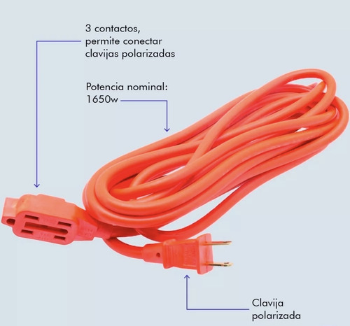 Extensión De 3 Metros De Uso Rudo Domestico Multicontacto