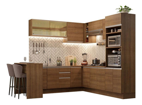 Madesa Gabinete Cocina Esquinero 504cm Glamy Color Marrón