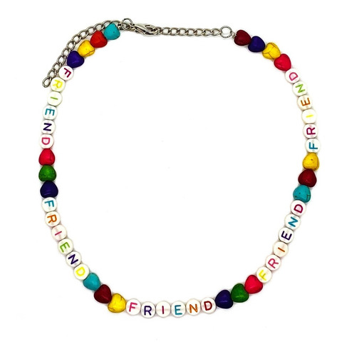 Collares Letras Friend Con Corazones De Colores