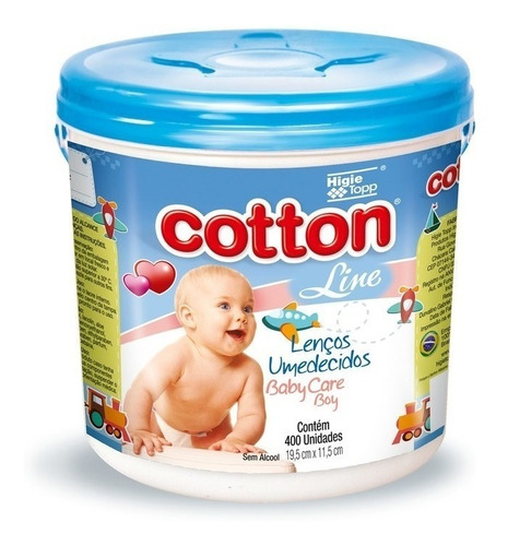 Lenços Umedecidos Baby Care Meninos Cotton Line 400 Unidades