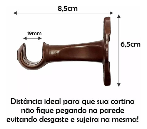 Conjunto Varão Completo Cortina 19mm 2m Pronto Para Instalar