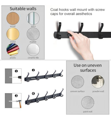 Percha De Pared Con 2 Ganchos, Ganchos De Pared Para Colgar,
