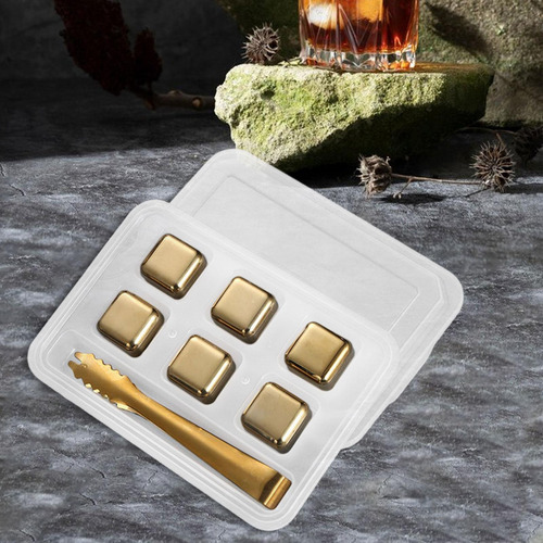 Ds Juego De Cubos Enfriadores De Bebidas De 6 Oro Con Clip