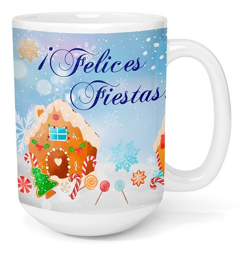 Taza Cerámica Gigante 425 Ml Galletas Jengibre Navidad Café