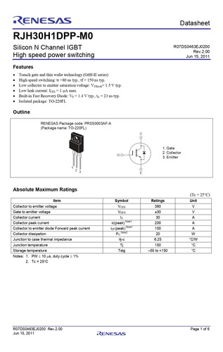 Igbt Canal N 360v 30a Rjh 30e2