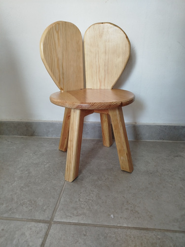 Silla Infantil Madera Solida Diseño Raton Natural