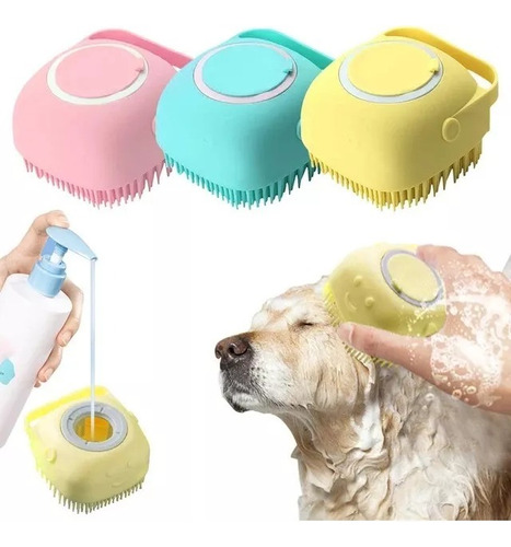 Cepillo Baño Mascotas Perro Gato Con Dispenser Shampoo 