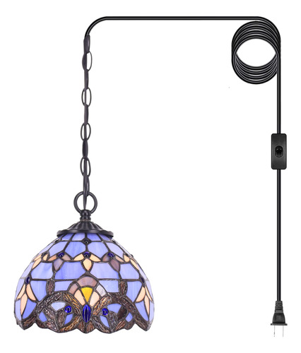 Lámpara Colgante Tiffany Vitrales 20cm Ajustable Para Hogar