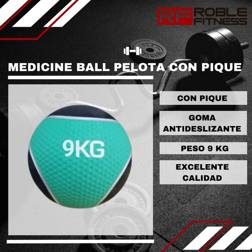 Imagen 4 de 8 de Pelota Medicinal Medicine Ball Con Pique De 9 Kg Yoga