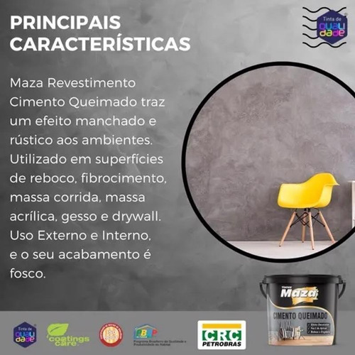 Imagem 2 de 3 de Efeito Decorativo Revestimento Cimento Queimado Maza 5,6kg