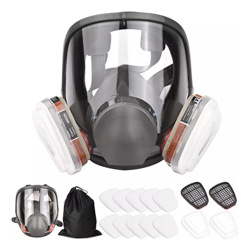 Máscara antigás ahumada, visera para respiradores, color gris, diseño de tela lisa
