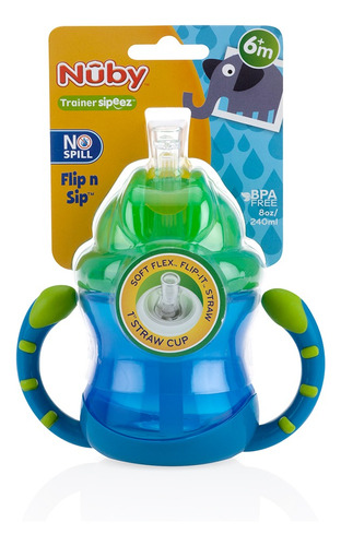 Copo Infantil Com Alça E Canudo De Silicone 240ml Azul 