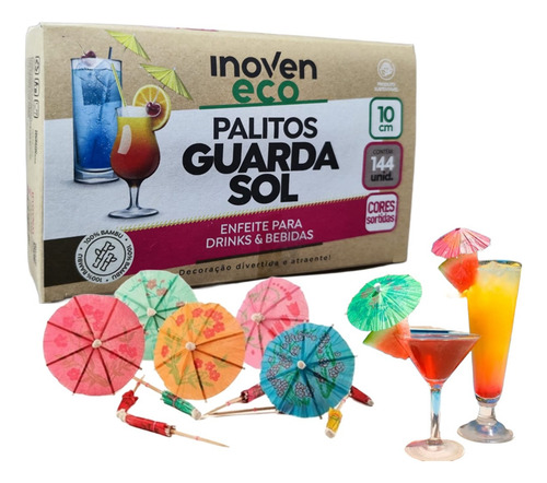 Palito Guarda Sol Guarda Chuva Para Drinks Bebidas 144 Unid