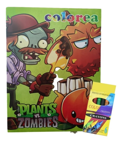 Plantas Va Zombies Libros Para Colorear 10 Pz+crayolas 