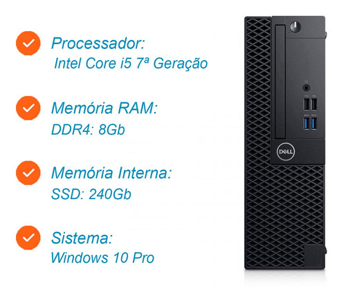 Imagem 2 de 3 de Desktop Dell Optiplex Core I5 7ºgeração 8gb Ssd 240gb Win10