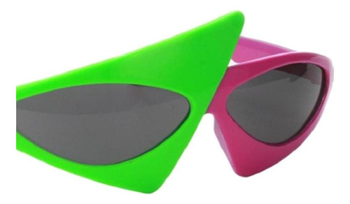 Fwefww 2 Gafas De Sol Asimétricas 80s Fiesta Rosa Y Verde Hip Hop