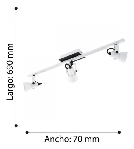 Foco Sobre Puesto Eglo Trillo 3 Focos Led, Lampara De Techo