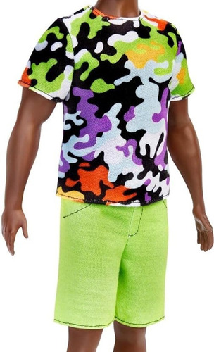 Ropa Para Barbie/ken-playera Multicolor Camuflaje/short Verd (Usado)