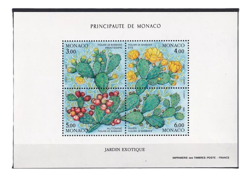 1992 Flora- Opuntia Cactus - Mónaco (bloque) Mint