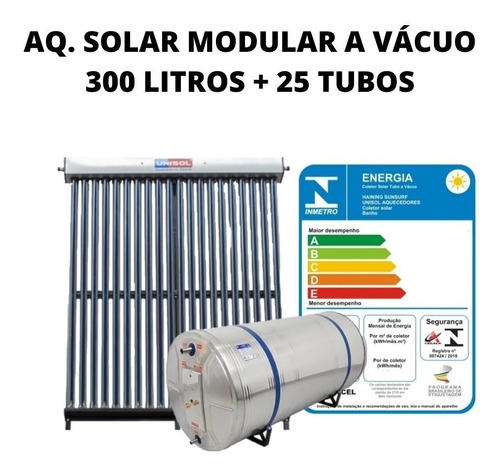 Aquecedor Solar Modular A Vácuo 300 Litros Com 25 Tubos