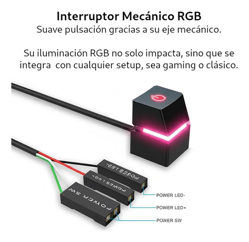 Boton Power Extensor 2 Metr Encendido Mecanico Rgb Pc Gamer