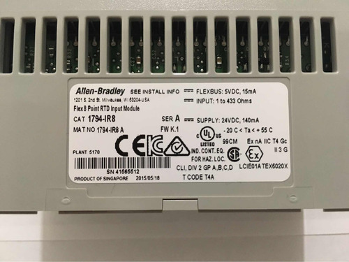 Allen Bradley 1794-ir8 Módulo Flex I/o 3 Wire Rtd Input 8 Ch (Usado)
