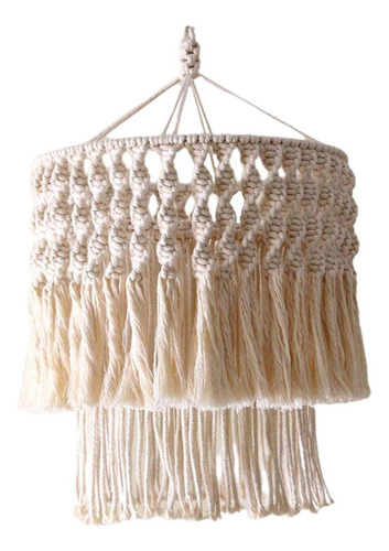 Lámpara De Macramé Boho, Estructura Metálica 30x40cm