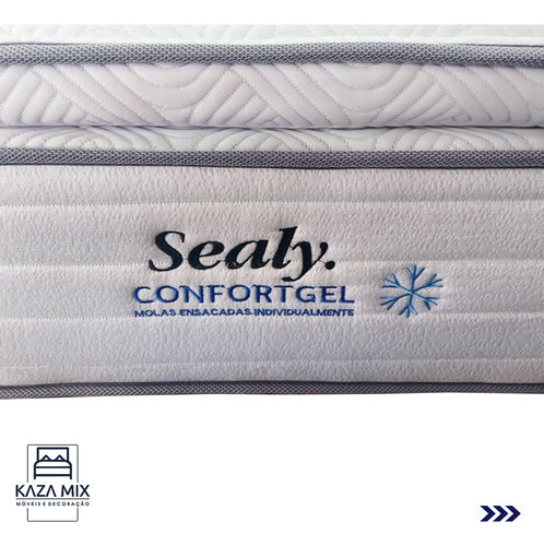 Cama Box Branco Colchão Confort Gel Molas Pillow Casal Sealy