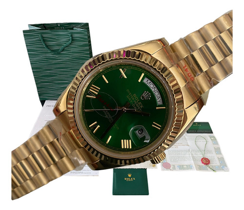  Reloj Rolex Day Date Automatico Dorado Zafiro Verde 40mm (Reacondicionado)