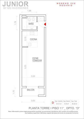 Imagen 12 de 14 de Departamento De Monoambiente En Venta En Rosario