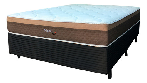 Mulata Muebles & Mas Sommier 2 plazas box y colchón miami confort superior en 138x188x65 cm base de madera