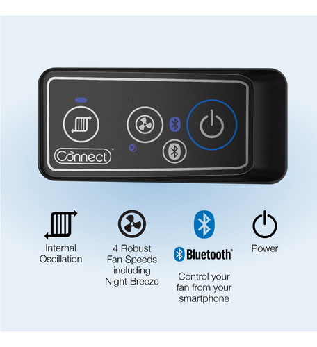 Ventilador De Torre Portátil 42 Pulgadas Bluetooth Negro Gra