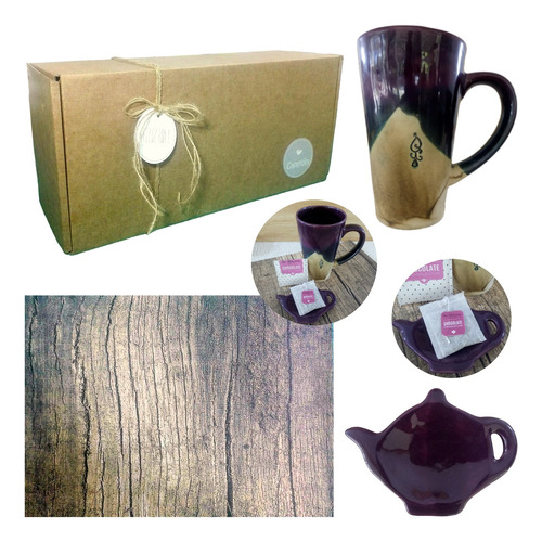 Set Desayuno Taza Cerámica Box Regalo Kit Artesanal Kvjv128