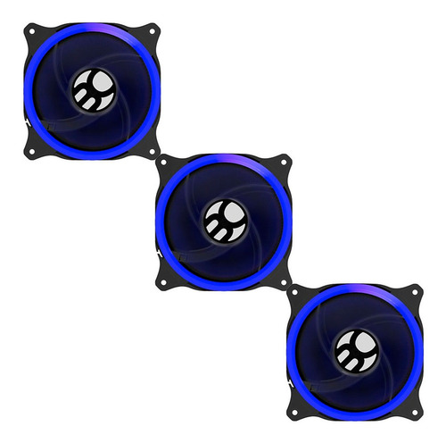 Kit 3 Cooler Para Gabinete Bluecase 120mm Led Azul Bfr-11b